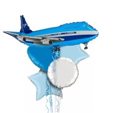 Come Fly With Me Blue Plane Balloon Bouquet